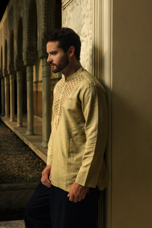 Men's Geometric Embroidered Tunic