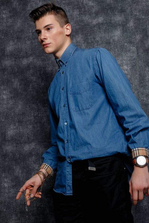 Mens blue denim shirt