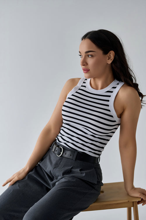 Black and White Striped Top
