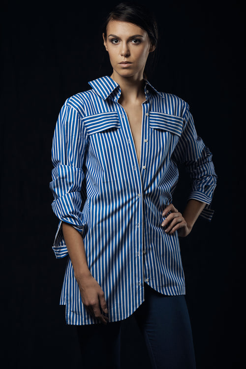 Womens blue striped shirt