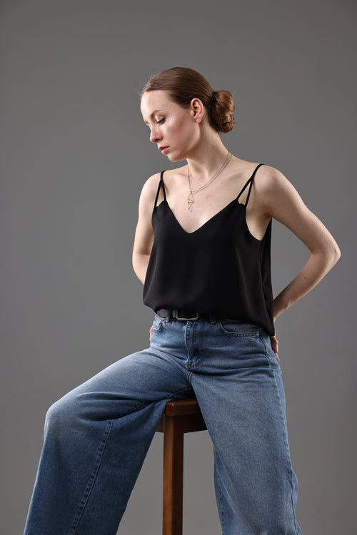 Womens Black Sleeveless Top