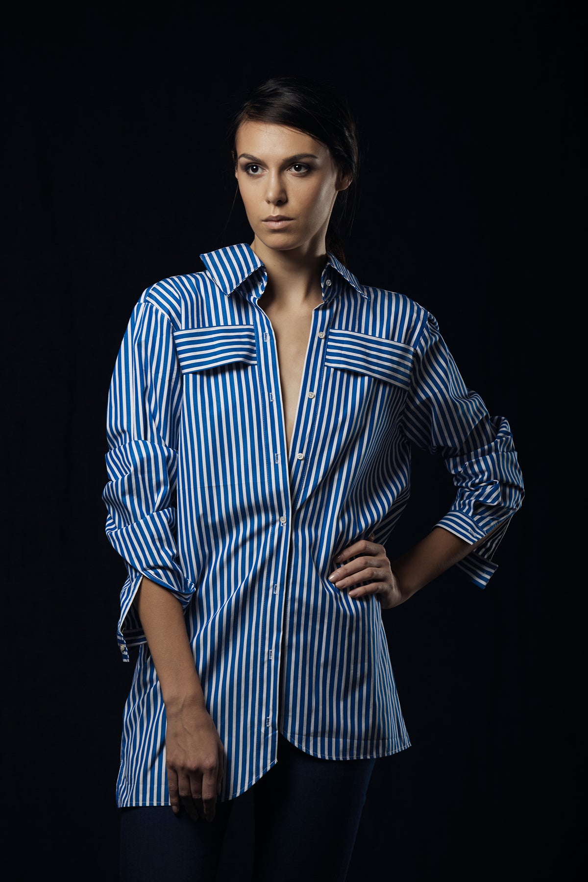 Womens blue striped shirt