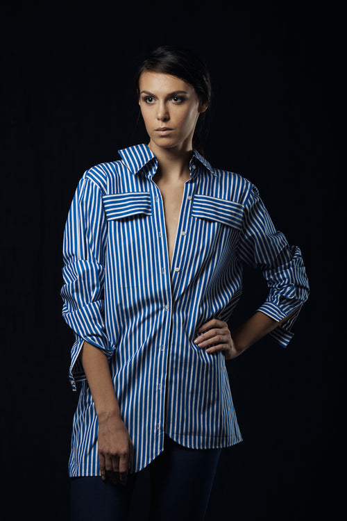 Womens blue striped shirt