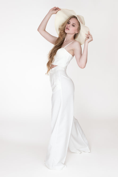 Elegant White Wide-Leg Ensemble
