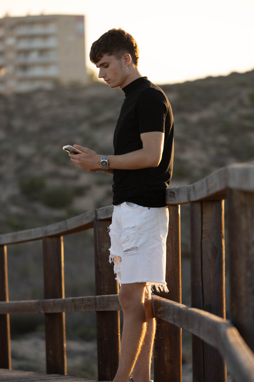 Mens White Casual Shorts