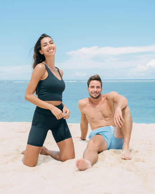 Black Athletic Crop Top & Shorts Set