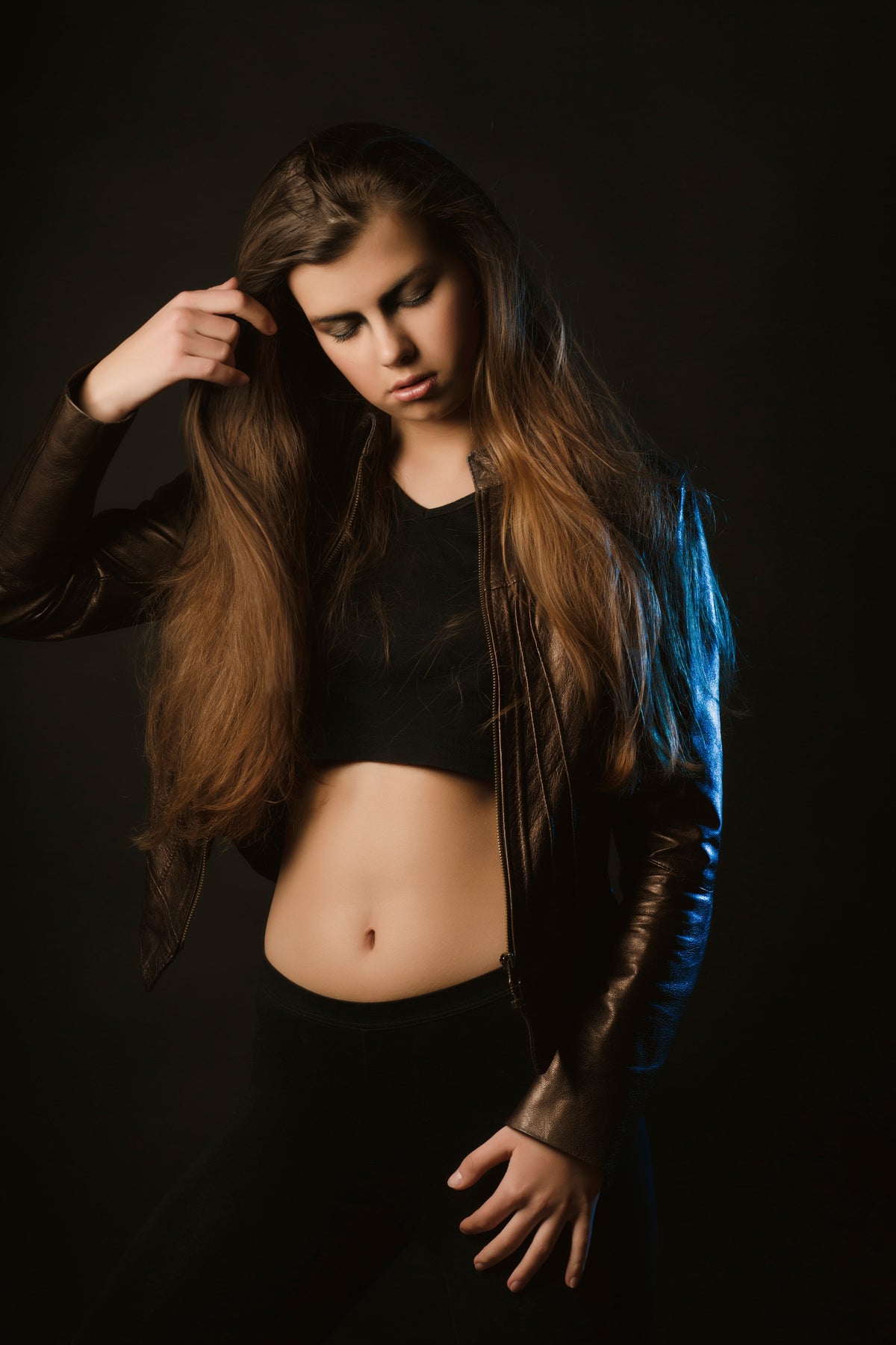 Womens black leather jacket