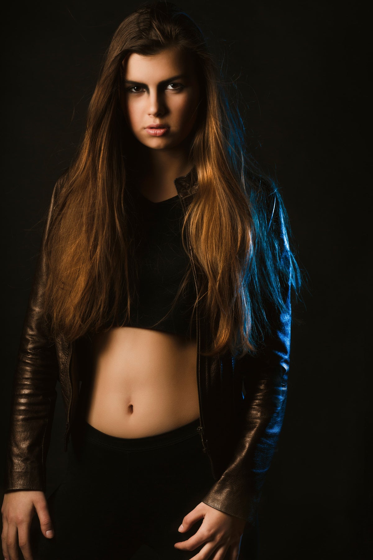 Womens black leather jacket
