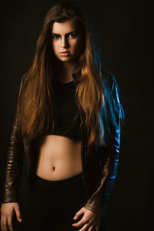 Womens black leather jacket
