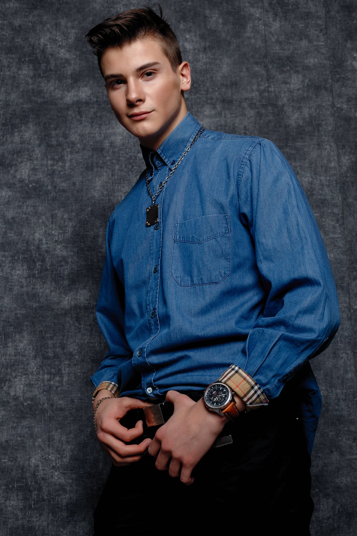 Mens blue denim shirt