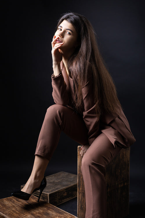 Womens brown blazer with trousers