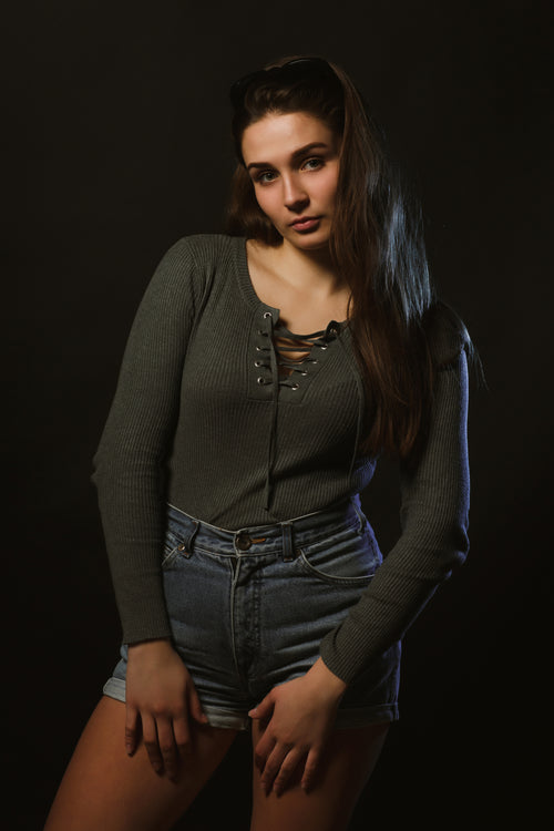 Green top with shorts combo
