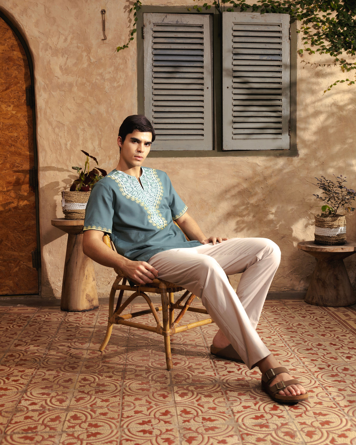 Men's Embroidered Tunic Set