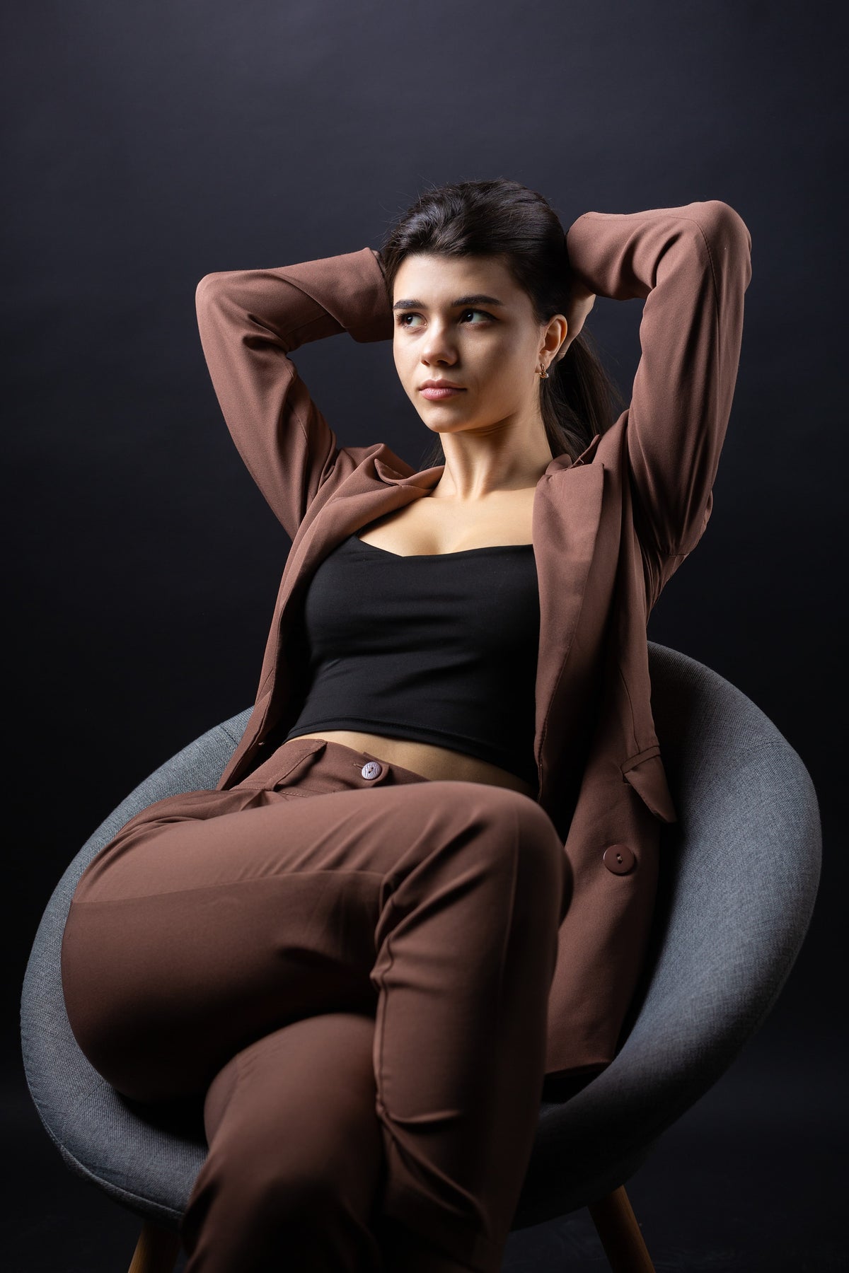 Womens brown blazer with trousers