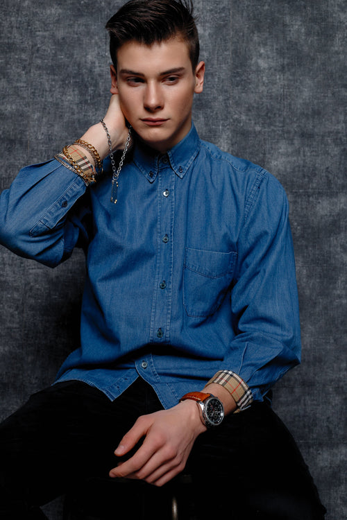 Mens blue denim shirt