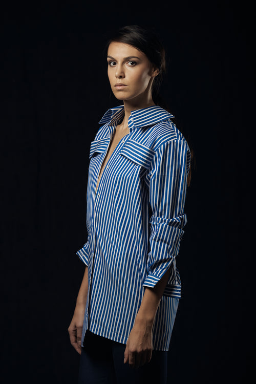 Womens blue striped shirt