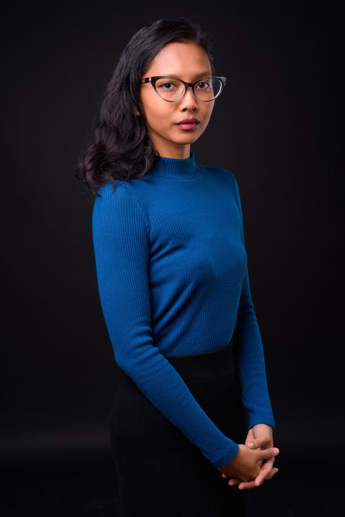Womens long sleeved ribbed turtleneck sweater