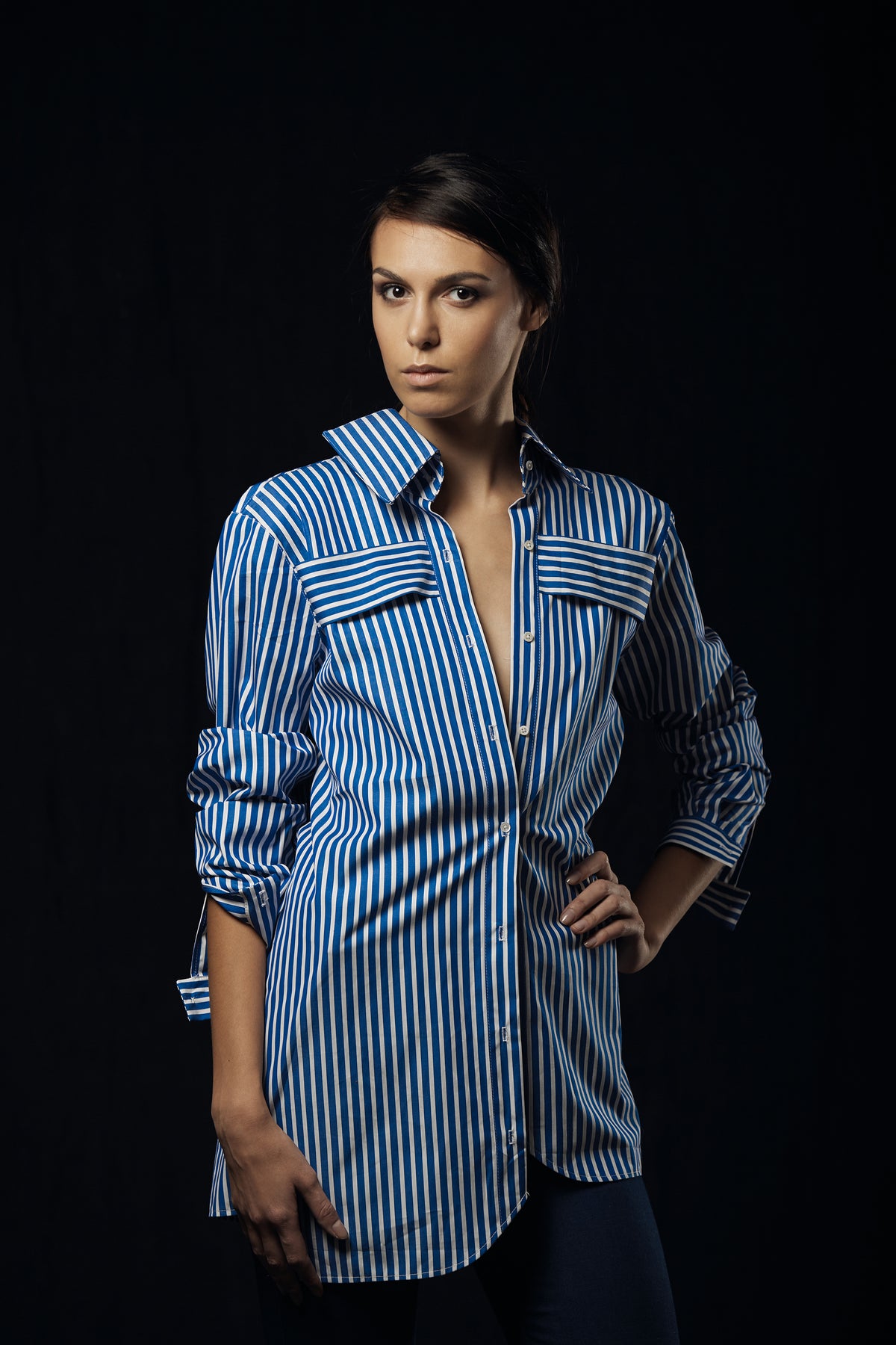 Womens blue striped shirt