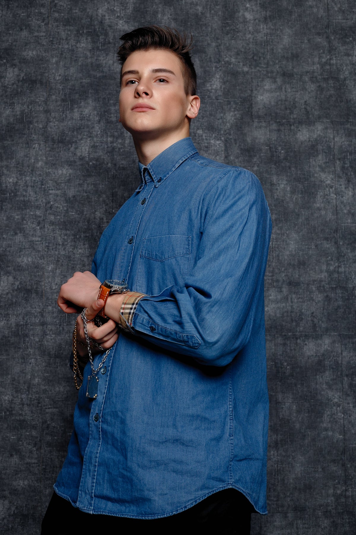 Mens blue denim shirt