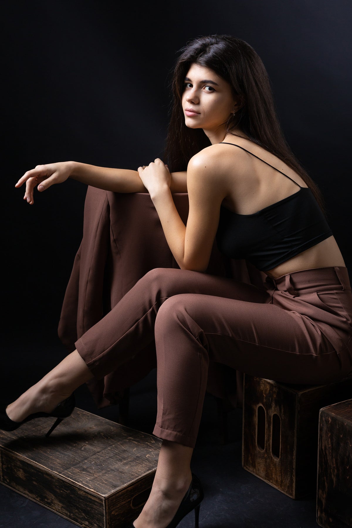 Womens brown blazer with trousers