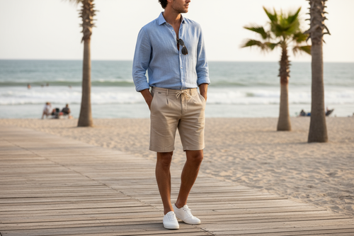 Beige Casual Shorts