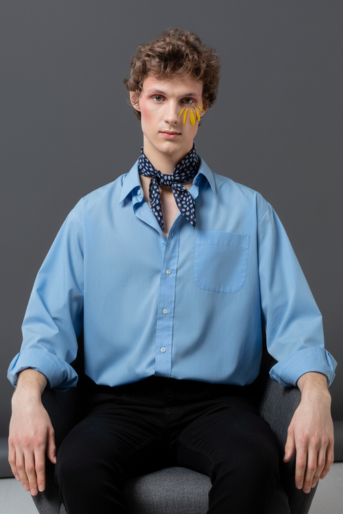 Sky Blue Cotton Full Sleeve Shirt